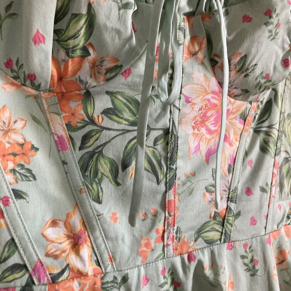 House of CB Sabrina Floral Print Corset Bustier Midi Floral Dress with Box - Picture 10 of 15